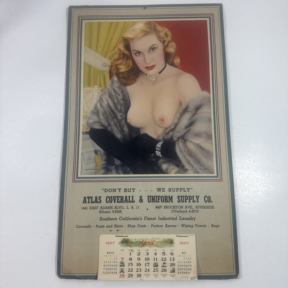 Vintage 1957 Atlas Coverall & Uniform Calendar California